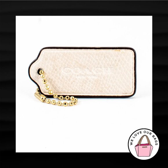 Coach Accessories - 2.25" COACH NEW YORK IVORY PEBBLED LEATHER BRASS KEYFOB BAG CHARM KEYCHAIN TAG